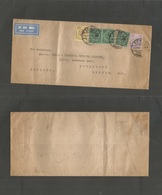 Bc - Nyassaland. 1932 (4 June) Zomba -Uk, London. Air Multifkd Envelope Bearing 1sh (x3) At 3sh 9d Rate, Tied Cds. Very  - Otros & Sin Clasificación