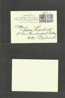 Bc - Samoa. C. 1898 1d Blue Stat Card + 1/2d Lilac Adtl On Cancelled Fkd Usage To Belgium, Brussels. Fine. Opportunity. - Other & Unclassified