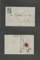 Hungary. 1859 (6 Aug) Austrian PO Period, Kamenitz - Pest. Fkd Env 15 Kr Blue Per 14/15 Cds. Peterwardern. Ryan 1237, Ra - Other & Unclassified