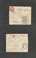 Hungary. 1862 (16/5 May) Austrian PO Miskolcz - Szinyer Varalta. EL Fkd 20 Kr Brown, Cds + Reverse Stamp For Postage 15k - Sonstige & Ohne Zuordnung