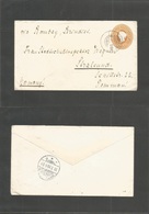 India. 1898 (2 July) Lohardaga - Germany, Stralsund (31 July) Via Bombay - Brindisi 2a6p Yellow Orange Stat Envelope Cds - Otros & Sin Clasificación