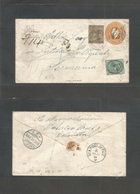 India. 1898 (Nov) Calcutta - Germany, Rathor (27 Nov) Registered Multifkd 2a6p Orange Stat Envelope + 2 Adtls, Tied Cds  - Other & Unclassified