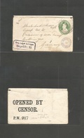 India. 1918 (31 March) Shahdadkotai - Germany, Göttingen, WWI Indian POW In Europe. 1/2 Anna Green Stat Card With Britis - Sonstige & Ohne Zuordnung