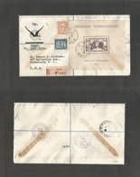 Indochina. 1938 (1 April) Hue - USA, Bloomfield, NJ (21 May) Registered Air Multifkd Env Incl 1937 Min Sheet Arts Et Tec - Sonstige - Asien