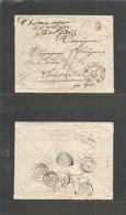 Italy Lombardy - Venetia. 1839 (5 April) France, La Rochelle - Lombardie, Como (15 April) Incoming Mail. Envelope Via Ly - Unclassified