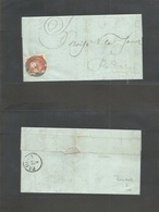 Italy Lombardy - Venetia. 1860 (25 Feb) Monselice - Padova (26 Febr) E Fkd 5 Soldi Red Orange Perf Central Rings Cds. Ni - Unclassified