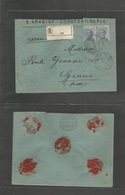 Italian Levant. 1920 (4 March) Constantinople - Switzerland, Geneve. PM 15. Registered Fkd Envelope Italy 25c Blue Pair, - Zonder Classificatie