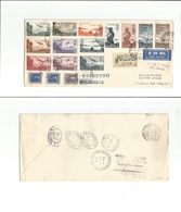 Italian Colonies. 1938 (23 Febr) Eritrea Massaua - USA, NYC (3 July) Via Torino (28 Febr) Registered Airmail Multifkd En - Unclassified