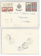 Jordan. 1964 (21 Sept) Royal Palace, Amman - Sweden, Uppsala. Via Jerusalem. Registered Multifkd Airmail Envelope Usage. - Jordanië