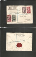 Lebanon. 1935 (22 Jan) Beyrouth Canon St. - UK, Porthsmouth. Registered Multifkd Air Envelope. Fine. - Lebanon