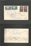 Lebanon. 1942 (15 July) Deir El Kamar - Iraq, Baghdad (1 Aug) Via Beyrouth (24 July!!) Air Multifkd Envelope, Mixed Issu - Libanon