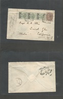 Malaysia. 1879 (19 Aug) Strait Settlements, Perak. Taiping - USA, California, Suñol Glen. Multifkd Env At 8c Rate, Via P - Malasia (1964-...)