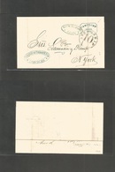 Mexico - Stampless. 1864 (14 April) US Civil War Cuba Mail Disruptions. Campeche - USA, NYC (May 2) Stampless. EL Full T - México