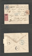 Montenegro. 1898 (12 Febr) Wirbazar - Constantinople, Turkey (26 Febr) Registered AR Multifkd Comercial Envelope Includi - Montenegro