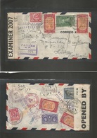 Panama. 1943 (6 Jan) GPO - Portugal, Lisbon (9 June) Registered Multifkd Airmail Envelope. Via Balboa - Miami - NY With  - Panamá