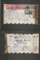 Panama. 1943 (14 Abr) GPO - Portugal, Lisboa. Air Multifkd Envelope. Dual Censored + Destination. - Panama