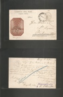 Peru. 1900 (6 Enero) Trujillo - Bologna, Italy (6 Febr) 4c Illustrated Albino Embossed Stat Card, Cds. VF Rare Circulate - Peru