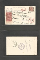 Philippines. 1931 (9 Feb) UK, Weedon - Santa Cruz, Davao (24 March) Fkd + Taxed Envelope + Arrival 6c Red Pair Tied Cds  - Philippines