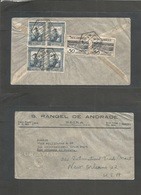 Portugal-Mozambique. 1950 (18 Feb) Beira - USA, New Orleans Comercial Multifkd Env, Reverse Mixed Issues, Tied Cds. - Sonstige & Ohne Zuordnung