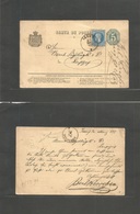 Romania. 1877 (21 March) Jassy - Germany, Leipzzig (24 March) 5c Blue Stat Card + Adtl, Cds. Fine. - Other & Unclassified