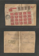 Russia. 1923 (25 July) Inflation Period. Reverse Massive Registered Multifkd Envelope. Include Panel Of 20+15 Stamps Und - Autres & Non Classés