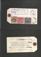 Salvador, El. 1936 (3 Dec) San Salvador - Chile, Santiago (11 Enero) Registered Multifkd Label Tag. Very Rare. - El Salvador