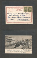 Saudi Arabia. 1907 (14 Febr) Turkish Postal Period. Djedda - Turkey, Constantinople. Fkd Ppc 10 Pair Green Pair, Tied Cd - Saudi Arabia