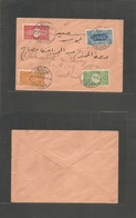 Saudi Arabia. 1917 (31 Sept) Djedda - Port Said, Egypt. Multifkd Cover Stamps Imperf Diff Perforations + Perces, Tied Bi - Saudi Arabia