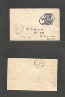 Saudi Arabia. 1928 (Sept) SS Taif Steamship Lilac Cancel. Khedivial Mail Line, Oval Cachet. Via Port Taufik (7 Sept) Add - Saudi Arabia
