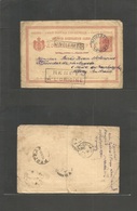 Serbia. 1894 (25 Mach) Krymeban - Australia, Albany (13 Apr) 10 Para Red Stat Card + Returned / Unclaimed. Extraordinary - Serbia