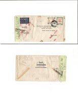 Sudan. 1941 (7 Oct) WWII. Air Multifkd Envelope To USA, Newark With Green Censor Label And Cross-out (by Censor) Origin  - Soedan (1954-...)