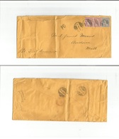 Switzerland. 1874 (11 May) Geneve - USA, Mass, Andover. Local Size + Multifkd Envelope. 10c Red (x2) + 30c + PD Via NY R - Other & Unclassified