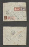 Syria. 1921 (9 Nov) OMF. Alexandrette - Turkey, Constantinople. Registered Multifkd Ovptd Issue Envelope. Armenian Bussi - Syria