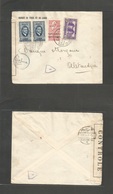 Syria. 1945 (22 March) Damas - Alexandrie (30 March) Multifkd Censored Envelope. Fine. - Siria