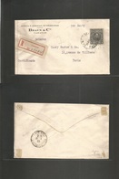 Venezuela. 1922 (23 Dec) Caracas - France, Paris (15 Jan) Registered Comercial Envelope Single Franking "1 BOLIVAR" Blac - Venezuela