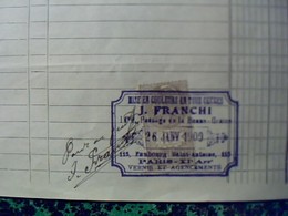 Facture Mises En Couleurs En Tout Genres J.franchi A Passage De La Bonne Graine Paris Annee 1909 Fiscal De 10ct - Cartas & Documentos