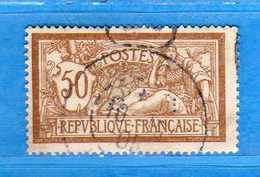 France °. 1900 - MERSON. C. 50. Yvert . 120 .PERFIN.  Oblitéré .  Vedi Descrizione - Gebraucht