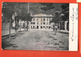 TRN-36  Chiavenna Sondrio, Piazza Giuseppe VErdi Hotel National. Pionier. Viaggiata Per Grigioni Svizzera1904 - Altre Città