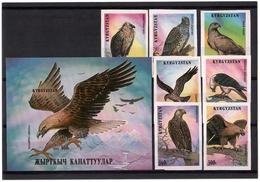 Kyrgyzstan.1995 Birds.Imperf 7v+S/S.10,50,100,140,150,200,300,+600  Michel # 74-80 + BL 11b - Kirgisistan