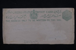 INDE - JHIND - Entier Postal ( Devant ) Non Voyagé - L 21430 - Jhind