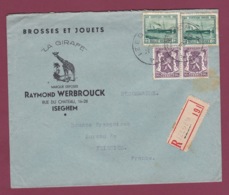 230119 - BELGIQUE - Enveloppe Express Illustrée Brosses Et Jouets Girafe Pour La France ISEGHEIM IZEGHEIM 1946 - Cartas
