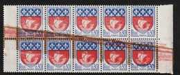 France Variété 1345B Paris Blason Impression Sur Raccord En Bande 5 RRR - Nuovi