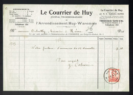 M-Facture Le Courrier De Huy - Obli Huy 2A Hoei Le 11-VII-1913 Par Burdinne Vers Héron Sur 118 - Printing & Stationeries