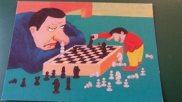 CPM ECHECS JEU ILLUSTRATEUR ALIAN LE SAUX PAPA NE VEUT PAS QUE JE LE BATTE AUX ECHECS ED HECTOR NOUVELLES IMAGES - Jeux Et Jouets