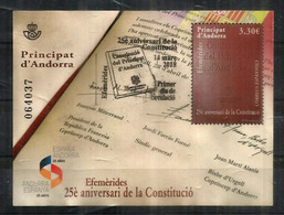 25è Aniversari De La Constituciò.25 Anys Andorra-Espanya. Signature Francois Mitterrand & Évèque D'Urgell. Haute Faciale - Gebruikt