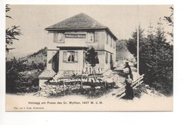 ALPTHAL Gasthaus Holzegg Am Fusse Des Gr. Mythen Animée Photo U. Stempel Xav. Suter 16. Mai 1909 Rickenbach - Alpthal