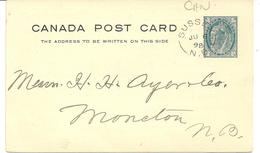 POSTAL STATIONERY DATED 1898 SUSSEX N.B. ADVERTISING CARD FOR JONES & SCHOFIELD - 1860-1899 Reign Of Victoria