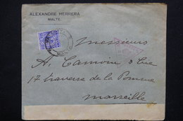 MALTE - Enveloppe Pour Marseille En 1917 Avec Contrôle Postal - L 21715 - Malte