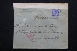 MALTE - Enveloppe Pour Marseille En 1916 Avec Contrôle Postal - L 21716 - Malte