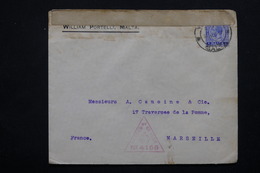 MALTE - Enveloppe Pour Marseille Avec Contrôle Postal - L 21720 - Malte